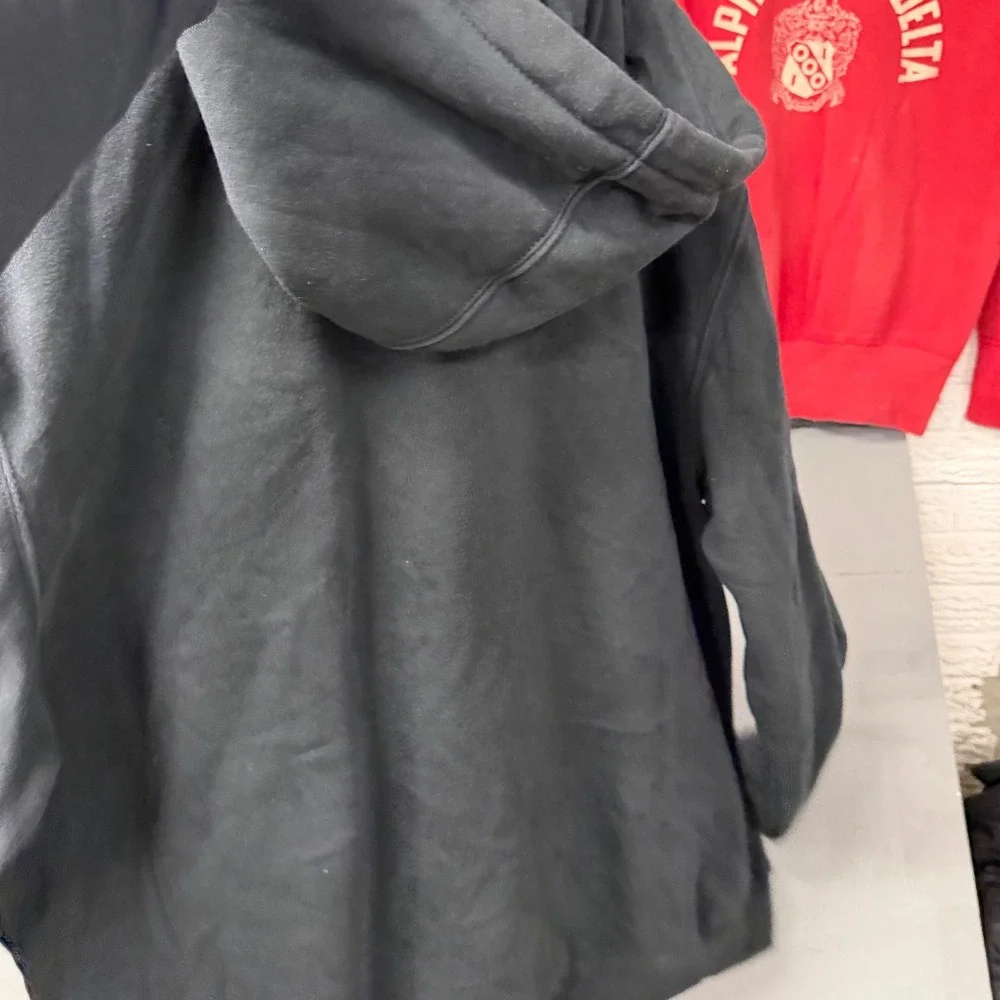 The North Face Mens Black Hooded Fleece Jacket Sherpa Lined Full Zip Snap Medium